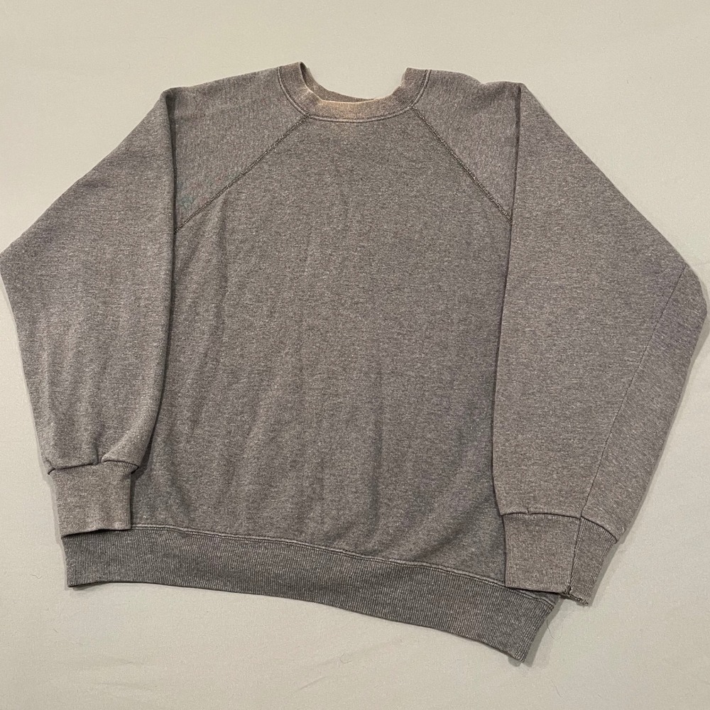 Vintage Tultex Sweats Appeal Grey Raglan Sweatshirt Made in USA Large 90s Blank